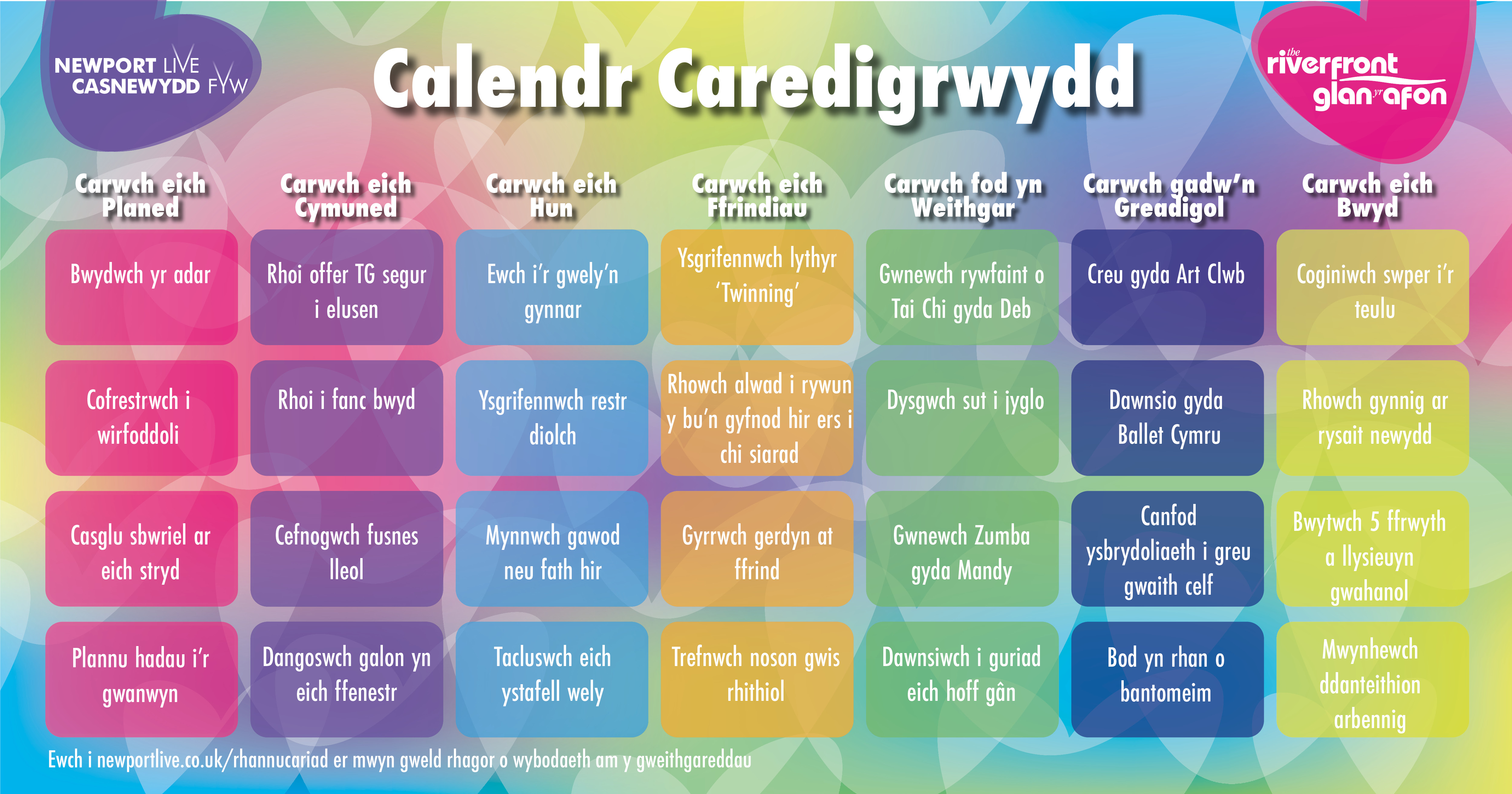 Kindness Calendar Challenge - Welsh